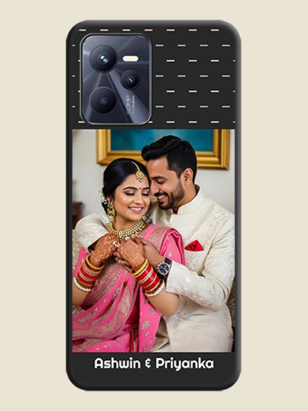 Custom Line Pattern Design with Text on Space Black Custom Soft Matte Phone Back Cover - Realme C35