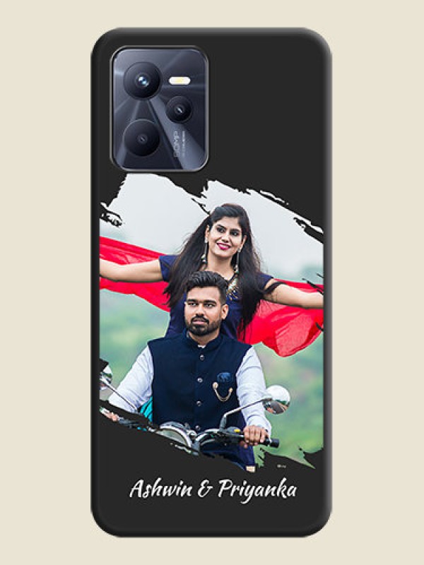 Custom Grunge Brush Strokes on Photo on Space Black Soft Matte Back Cover - Realme C35