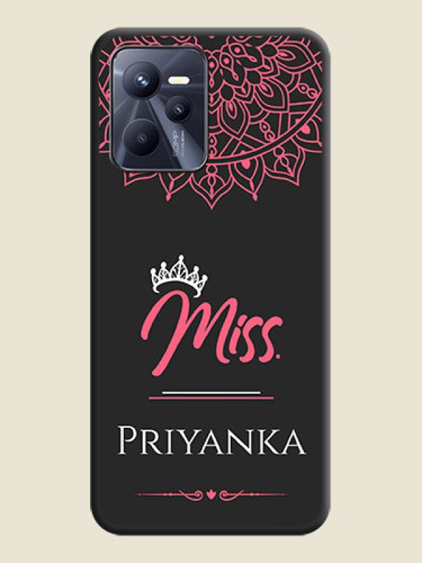 Custom Mrs Name with Floral Design on Space Black Personalized Soft Matte Phone Covers - Realme C35