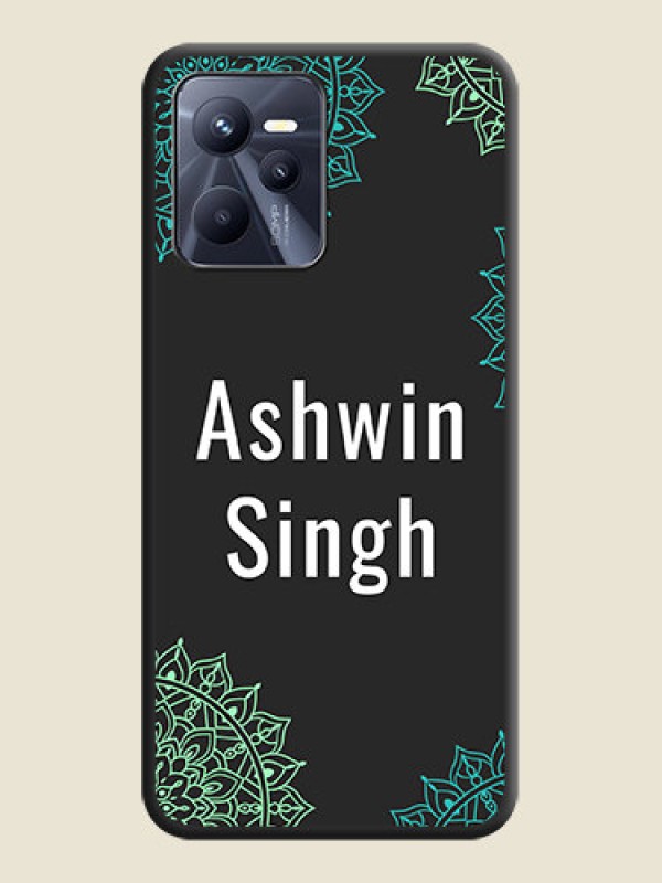 Custom Your Name with Floral Design on Space Black Custom Soft Matte Back Cover - Realme C35