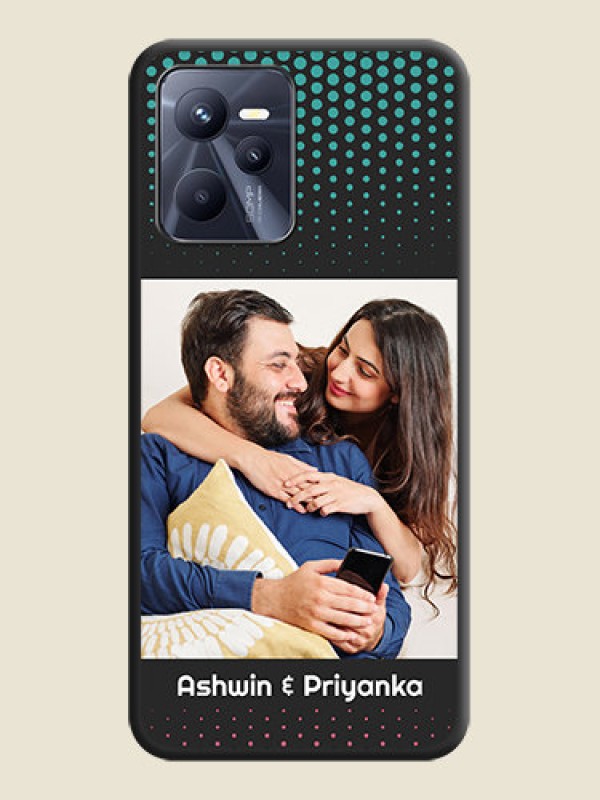 Custom Faded Dots with Grunge Photo Frame and Text on Space Black Custom Soft Matte Phone Cases - Realme C35
