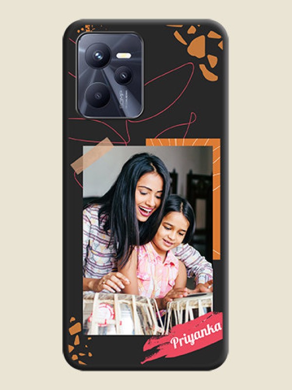 Custom Orange Photo Frame on Space Black Custom Soft Matte Phone Back Cover - Realme C35