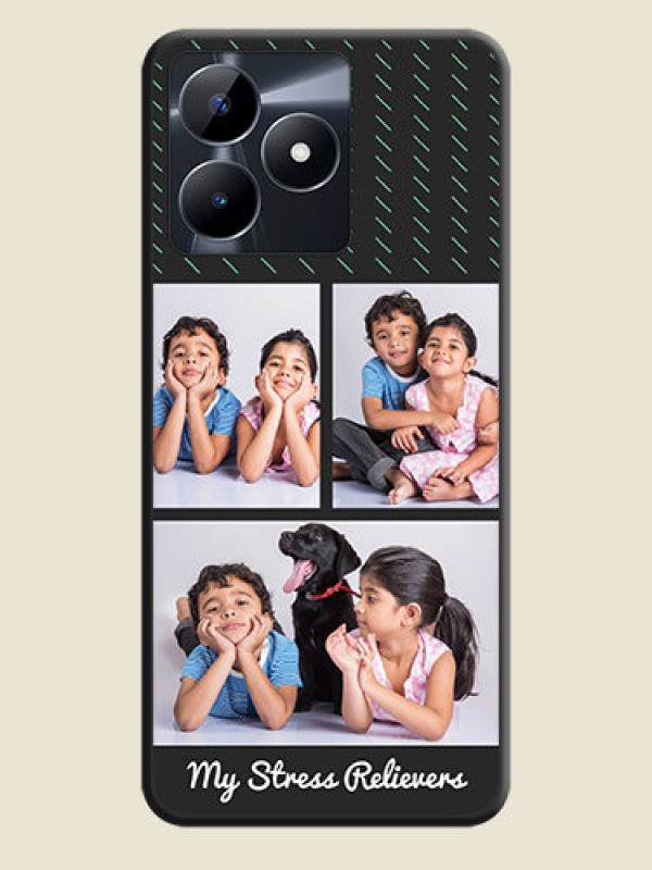 Custom Cross Dotted Pattern with 2 Image Holder on Personalised Space Black Soft Matte Cases - Realme C31