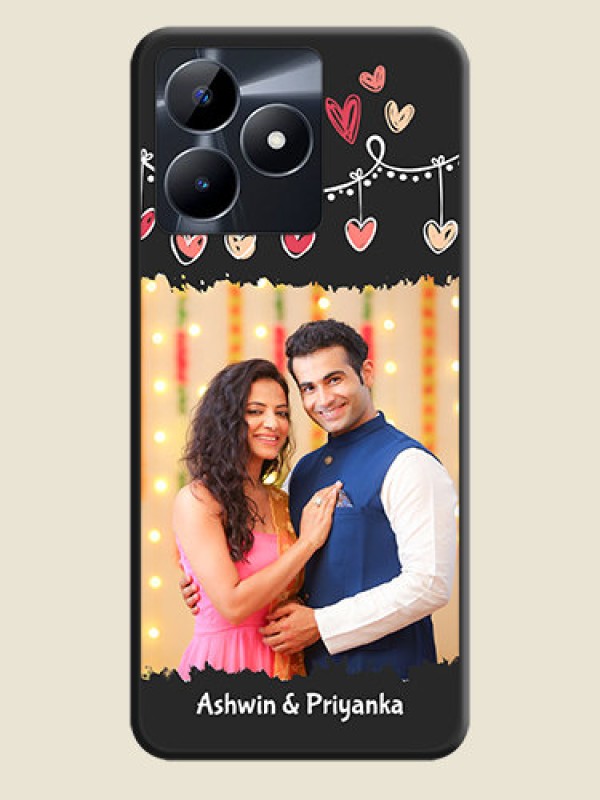 Custom Pink Love Hangings with Name on Space Black Custom Soft Matte Phone Cases - Realme C53