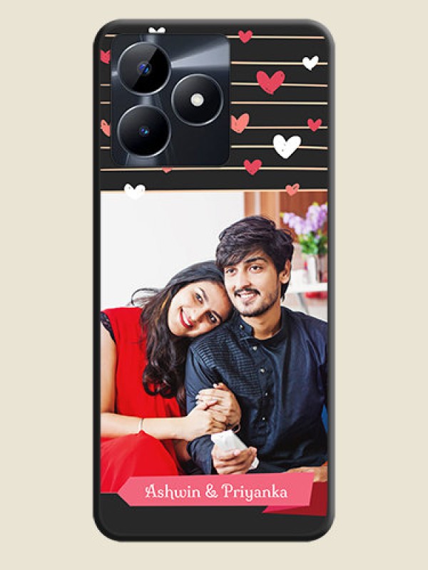 Custom Love Pattern with Name on Pink Ribbon - Photo on Space Black Soft Matte Back Cover - Realme C53