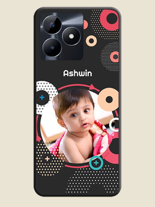 Custom Multicoloured Round Image on Personalised Space Black Soft Matte Cases - Realme C53