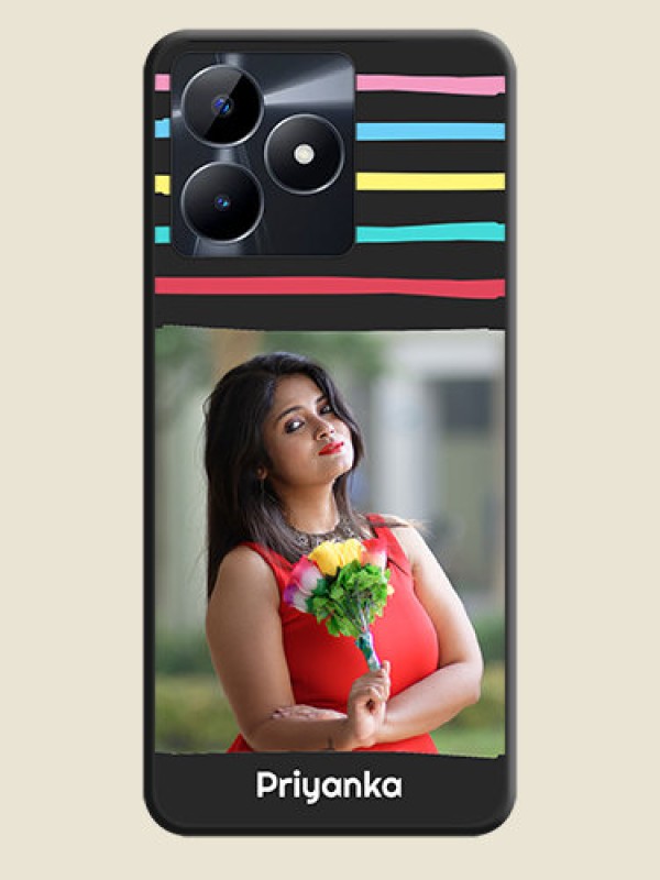Custom Multicolor Lines with Image on Space Black Personalized Soft Matte Phone Covers - Realme C53