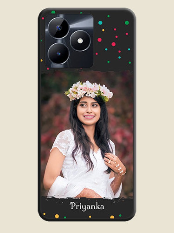Custom Multicolor Dotted Pattern with Text on Space Black Custom Soft Matte Phone Back Cover - Realme C53