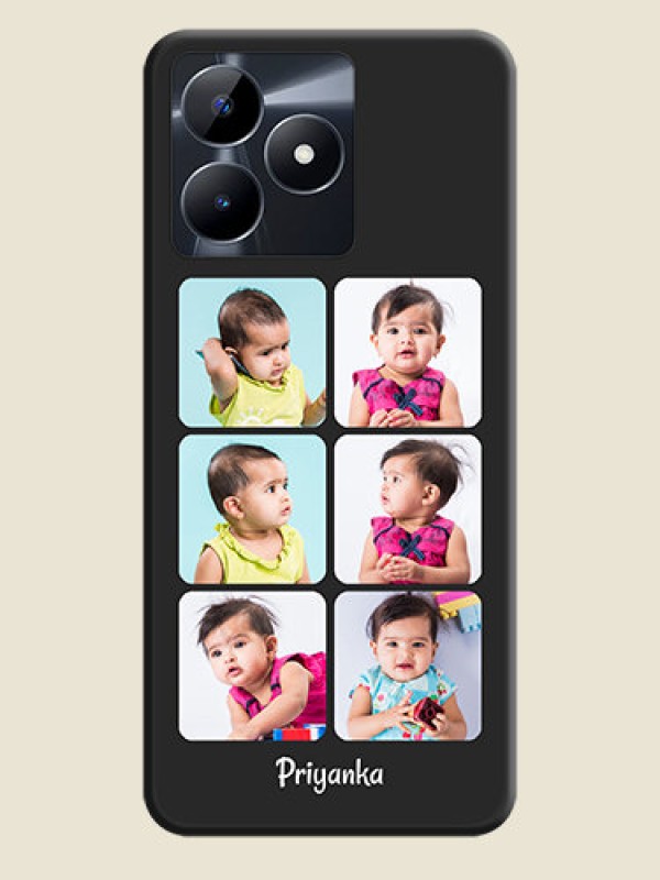 Custom Floral Art with 6 Image Holder - Photo on Space Black Soft Matte Mobile Case - Realme C53