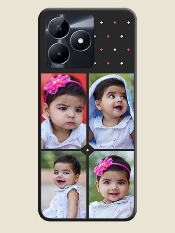 Custom Multicolor Dotted Pattern with 4 Image Holder on Space Black Custom Soft Matte Phone Cases - Realme C53