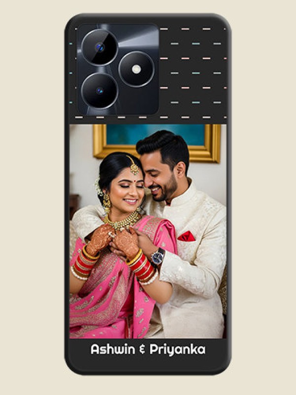 Custom Line Pattern Design with Text on Space Black Custom Soft Matte Phone Back Cover - Realme C53