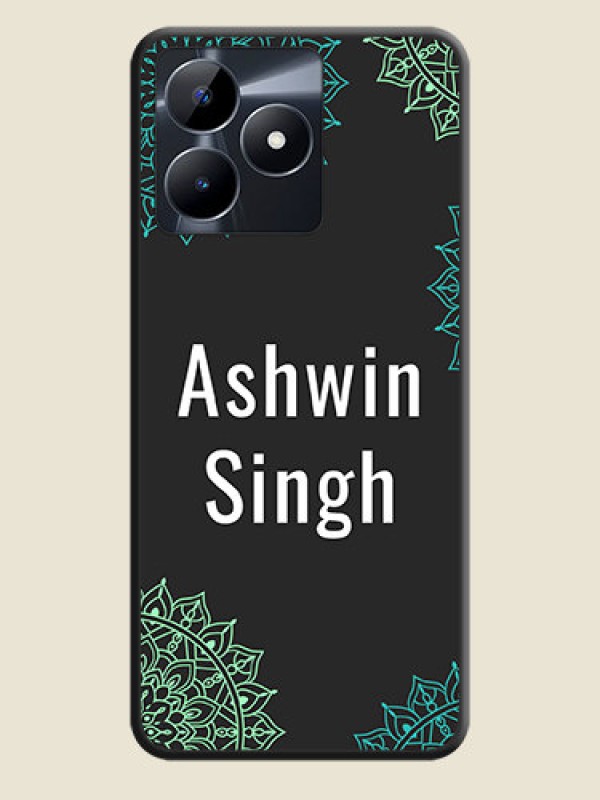 Custom Your Name with Floral Design on Space Black Custom Soft Matte Back Cover - Realme C53