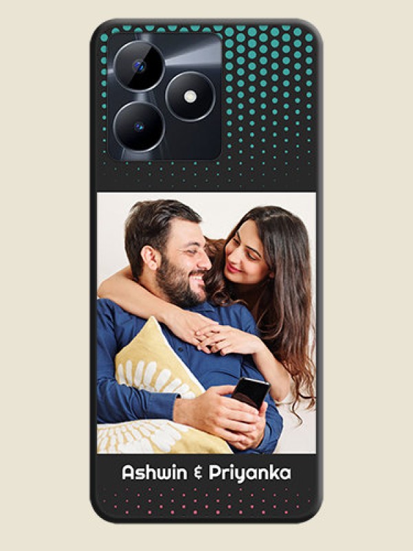 Custom Faded Dots with Grunge Photo Frame and Text on Space Black Custom Soft Matte Phone Cases - Realme C53
