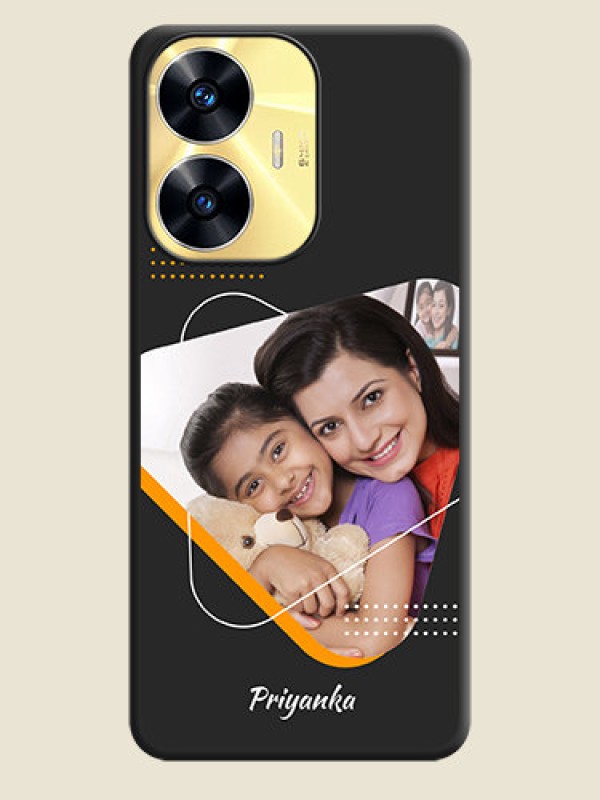 Custom Yellow Triangle on Photo on Space Black Soft Matte Phone Cover - Realme C55