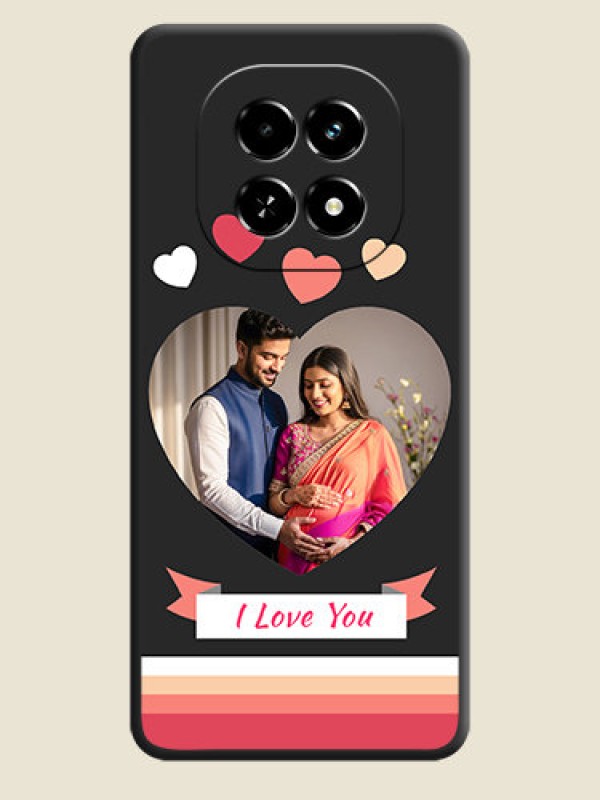 Custom Love Shaped Photo with Colorful Stripes On Space Black Custom Soft Matte Mobile Back Cover - Realme C63 5G