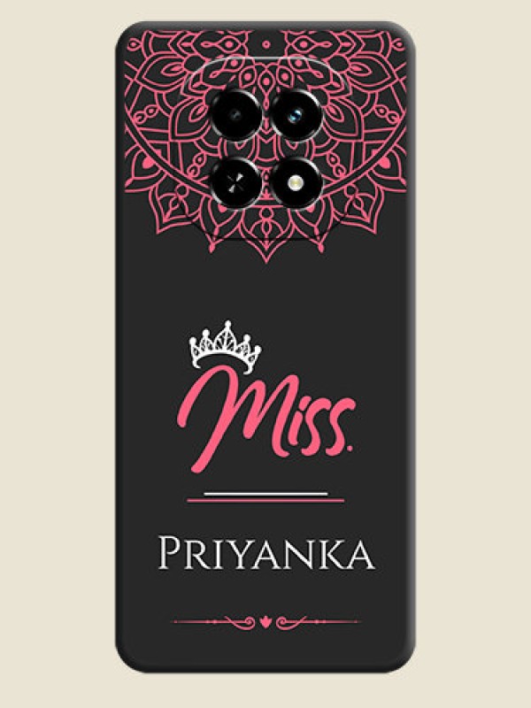 Custom Mrs Name with Floral Design On Space Black Custom Soft Matte Mobile Back Cover - Realme C63 5G