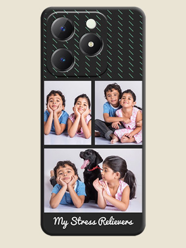 Custom Cross Dotted Pattern with 2 Image Holder On Space Black Custom Soft Matte Mobile Back Cover - Realme C63