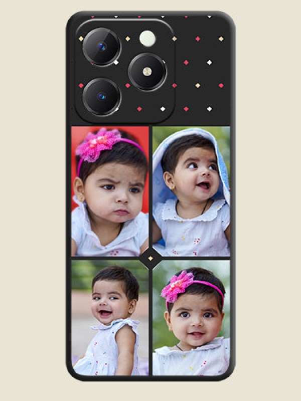 Custom Multicolor Dotted Pattern with 4 Image Holder On Space Black Custom Soft Matte Mobile Back Cover - Realme C63