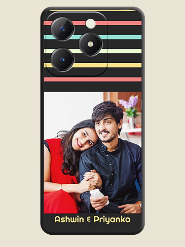 Custom Color Stripes with Photo and Text on Photo On Space Black Custom Soft Matte Mobile Back Cover - Realme C63