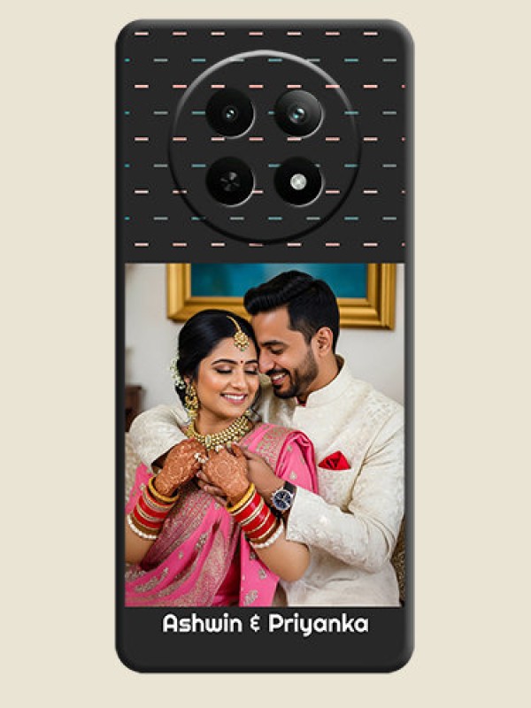 Custom Line Pattern Design with Text on Space Black Custom Soft Matte Phone Back Cover - Realme C65 5G