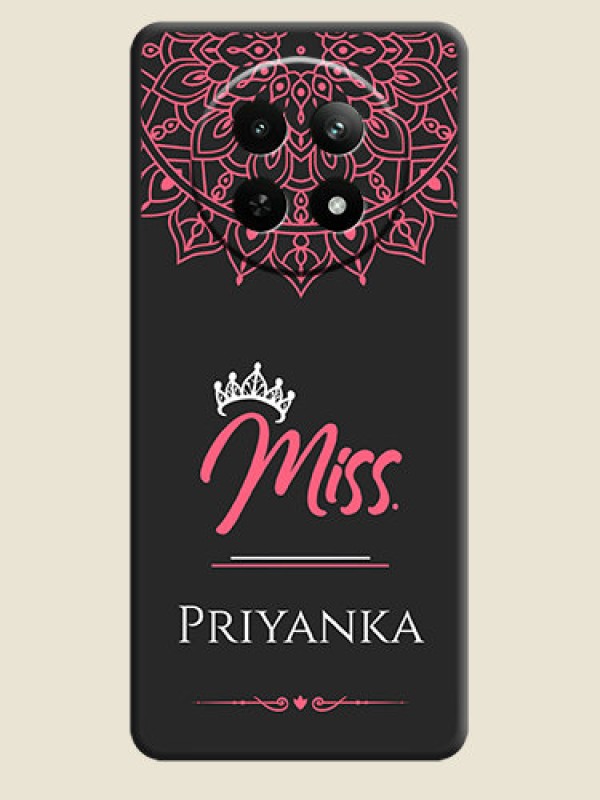 Custom Mrs Name with Floral Design on Space Black Personalized Soft Matte Phone Covers - Realme C65 5G