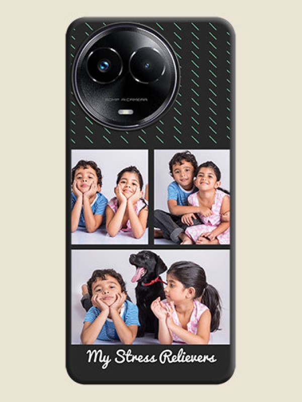 Custom Cross Dotted Pattern with 2 Image Holder on Personalised Space Black Soft Matte Cases - Realme C67 5G