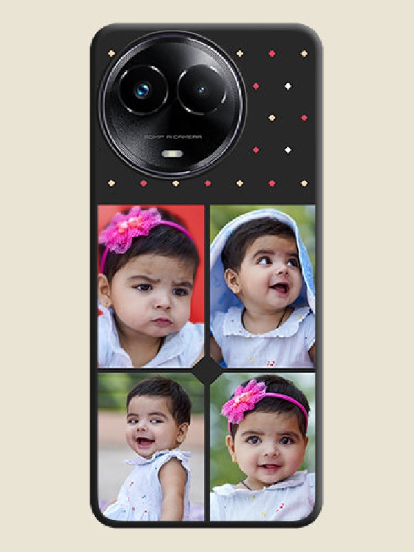 Custom Multicolor Dotted Pattern with 4 Image Holder on Space Black Custom Soft Matte Phone Cases - Realme C67 5G