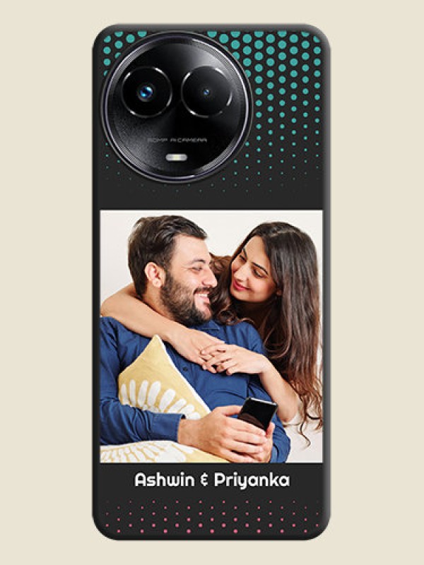 Custom Faded Dots with Grunge Photo Frame and Text on Space Black Custom Soft Matte Phone Cases - Realme C67 5G