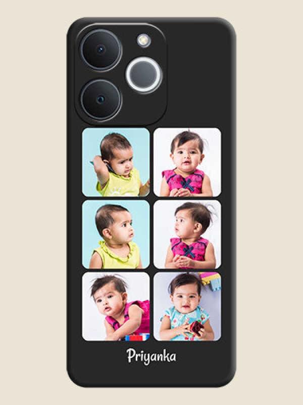 Custom Floral Art with 6 Image Holder on Photo On Space Black Custom Soft Matte Mobile Back Cover - Realme C71 4G