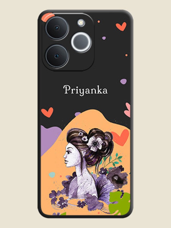 Custom Namecase For Her With Fancy Lady Image On Space Black Custom Soft Matte Mobile Back Cover - Realme C71 4G