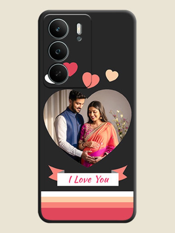 Custom Love Shaped Photo with Colorful Stripes On Space Black Custom Soft Matte Mobile Back Cover - Realme C71 5G