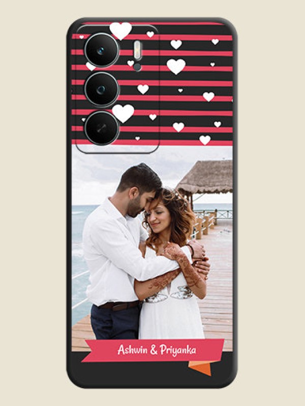 Custom White Color Love Symbols with Pink Lines Pattern On Space Black Custom Soft Matte Mobile Back Cover - Realme C71 5G