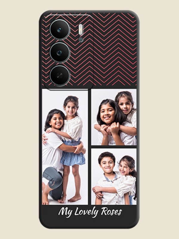 Custom Wave Pattern with 3 Image Holder On Space Black Custom Soft Matte Mobile Back Cover - Realme C71 5G