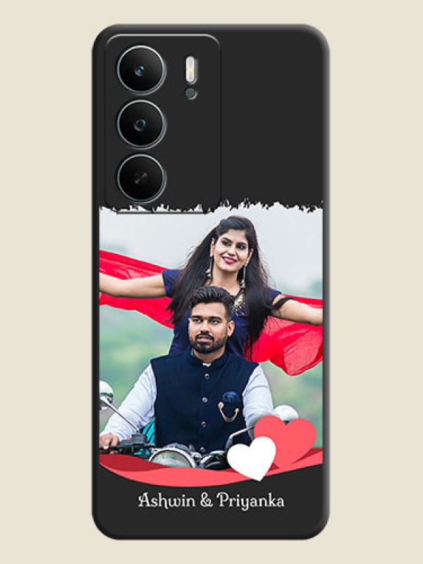 Custom Pin Color Love Shaped Ribbon Design with Text On Space Black Custom Soft Matte Mobile Back Cover - Realme C73 5G