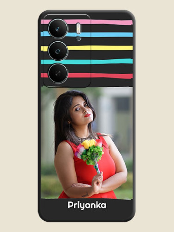 Custom Multicolor Lines with Image On Space Black Custom Soft Matte Mobile Back Cover - Realme C73 5G