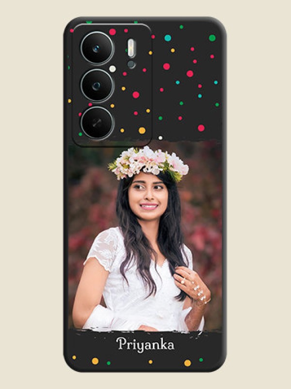 Custom Multicolor Dotted Pattern with Text On Space Black Custom Soft Matte Mobile Back Cover - Realme C73 5G