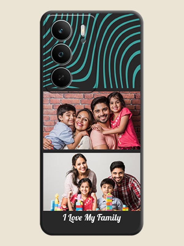 Custom Wave Pattern with 2 Image Holder On Space Black Custom Soft Matte Mobile Back Cover - Realme C73 5G