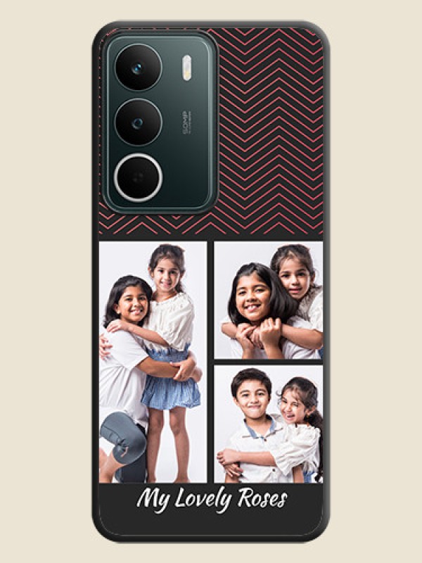 Custom Wave Pattern with 3 Image Holder On Space Black Custom Soft Matte Mobile Back Cover - Realme C73 5G