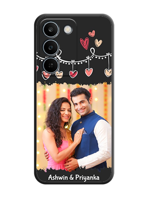 Custom Pink Love Hangings with Name On Space Black Custom Soft Matte Mobile Back Cover - Realme C83 5G