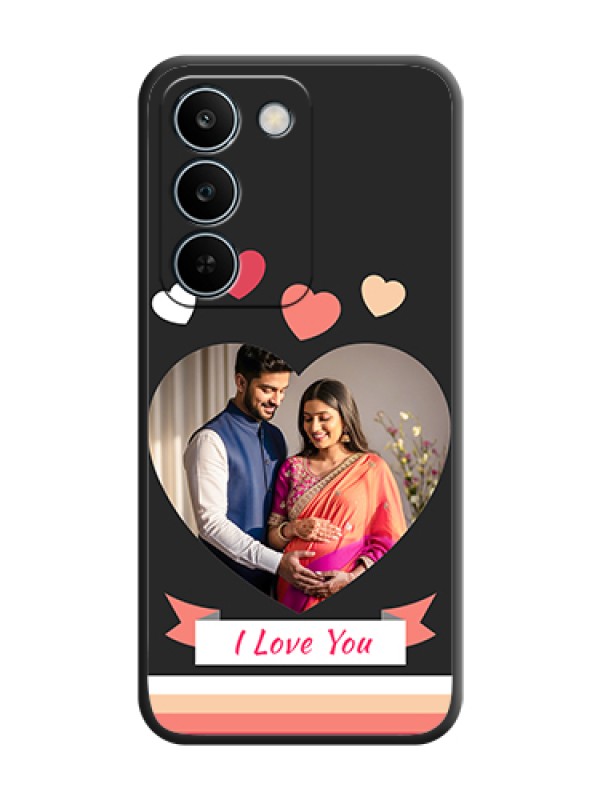 Custom Love Shaped Photo with Colorful Stripes On Space Black Custom Soft Matte Mobile Back Cover - Realme C83 5G
