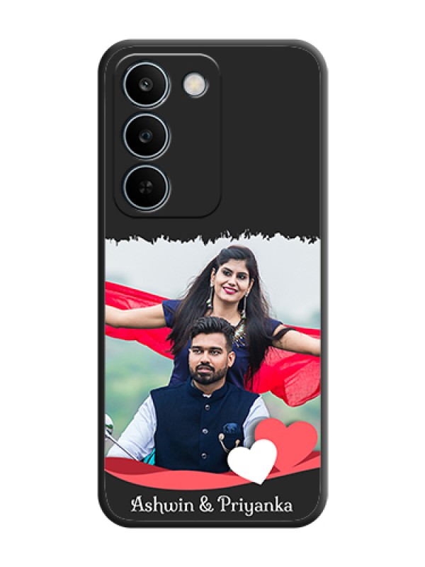 Custom Pin Color Love Shaped Ribbon Design with Text On Space Black Custom Soft Matte Mobile Back Cover - Realme C83 5G