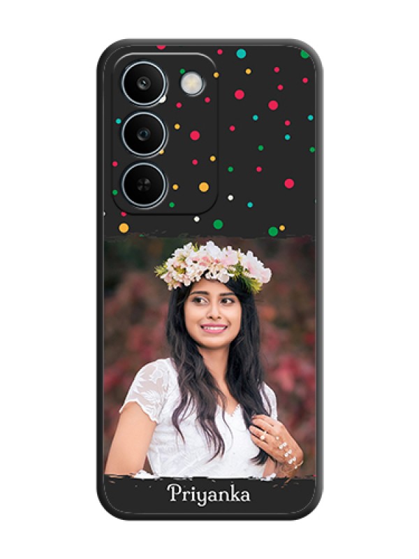 Custom Multicolor Dotted Pattern with Text On Space Black Custom Soft Matte Mobile Back Cover - Realme C83 5G