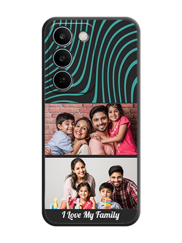 Custom Wave Pattern with 2 Image Holder On Space Black Custom Soft Matte Mobile Back Cover - Realme C83 5G