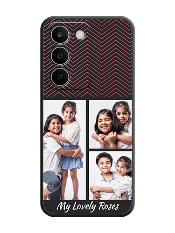 Custom Wave Pattern with 3 Image Holder On Space Black Custom Soft Matte Mobile Back Cover - Realme C83 5G