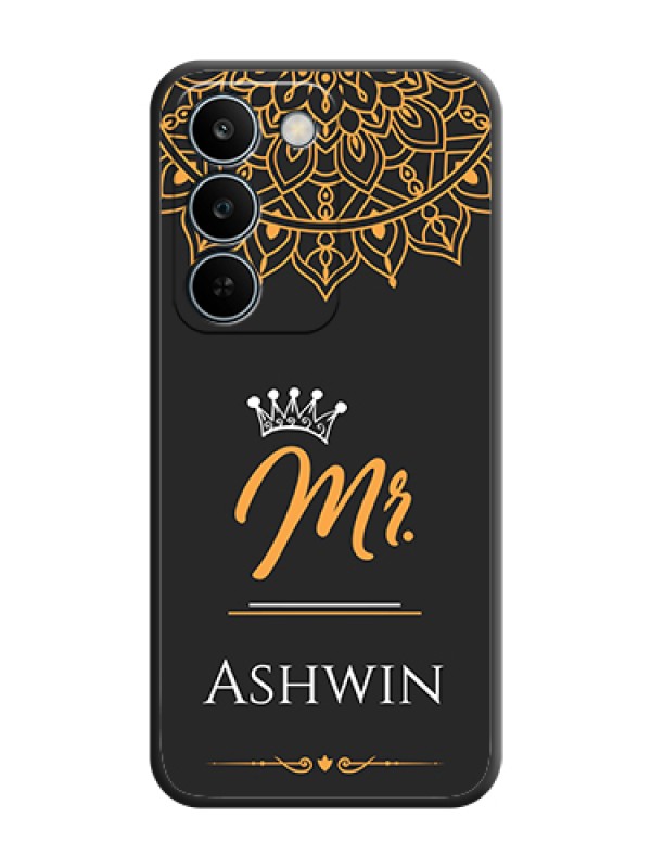 Custom Mr Name with Floral Design On Space Black Custom Soft Matte Mobile Back Cover - Realme C83 5G