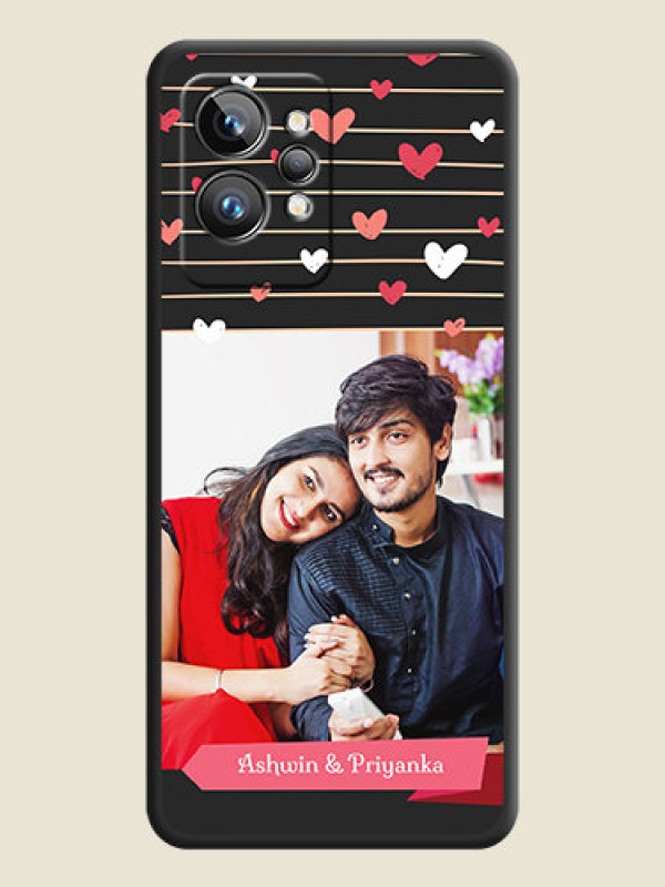 Custom Love Pattern with Name on Pink Ribbon  on Photo on Space Black Soft Matte Back Cover - Realme GT 2 Pro 5G