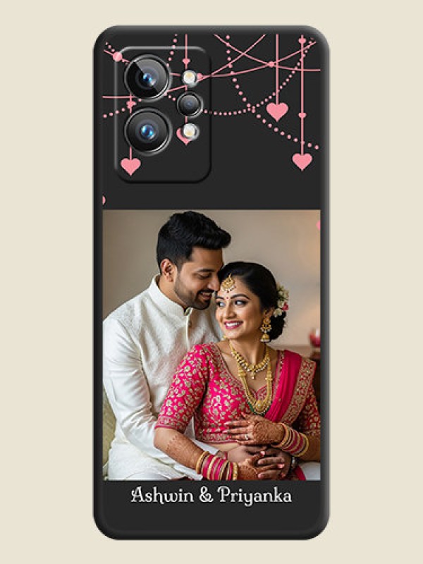 Custom Pink Love Hangings with Text on Space Black Custom Soft Matte Back Cover - Realme GT 2 Pro 5G