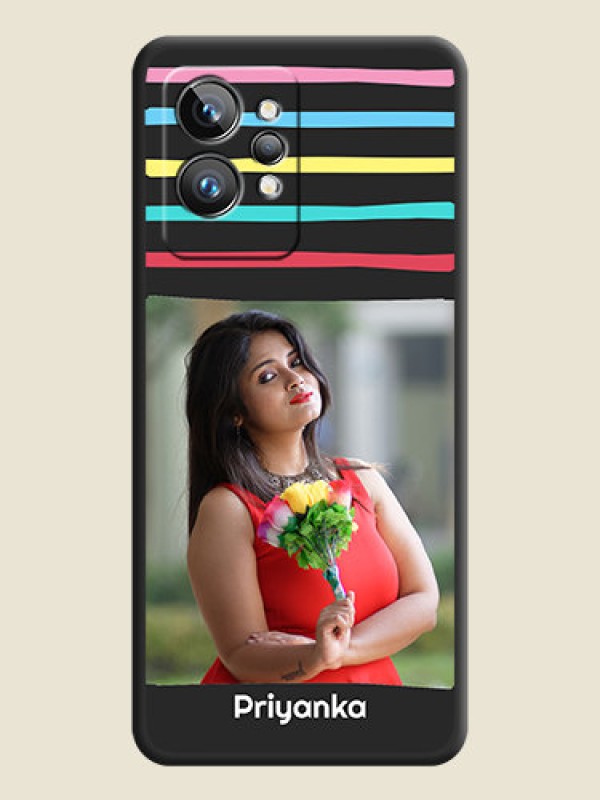 Custom Multicolor Lines with Image on Space Black Personalized Soft Matte Phone Covers - Realme GT 2 Pro 5G