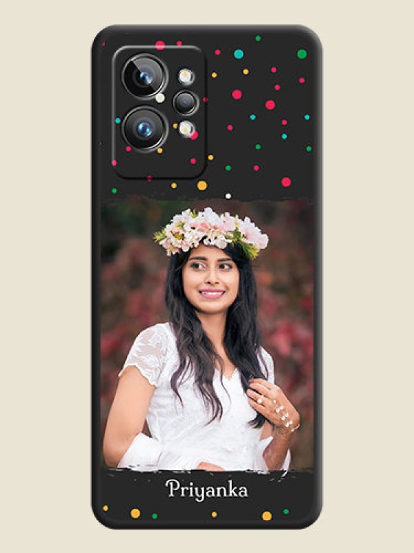 Custom Multicolor Dotted Pattern with Text on Space Black Custom Soft Matte Phone Back Cover - Realme GT 2 Pro 5G