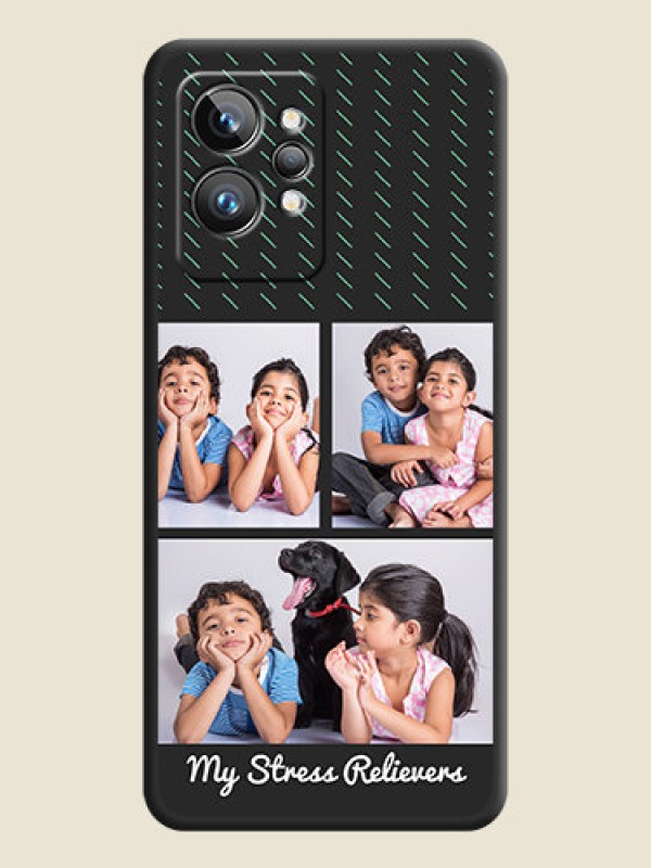 Custom Cross Dotted Pattern with 2 Image Holder  on Personalised Space Black Soft Matte Cases - Realme GT 2 Pro 5G